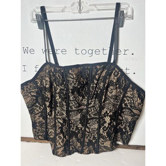 Orange Kiss Black Lace Bustier Corset Style Top Stretch Adjustable Straps 2X - Picture 1 of 4